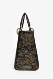 Christian Dior 2017 Black Leather Zodiac Embroidered Medium Lady D-Lite Bag with Strap