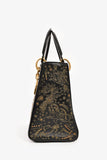 Christian Dior 2017 Black Leather Zodiac Embroidered Medium Lady D-Lite Bag with Strap