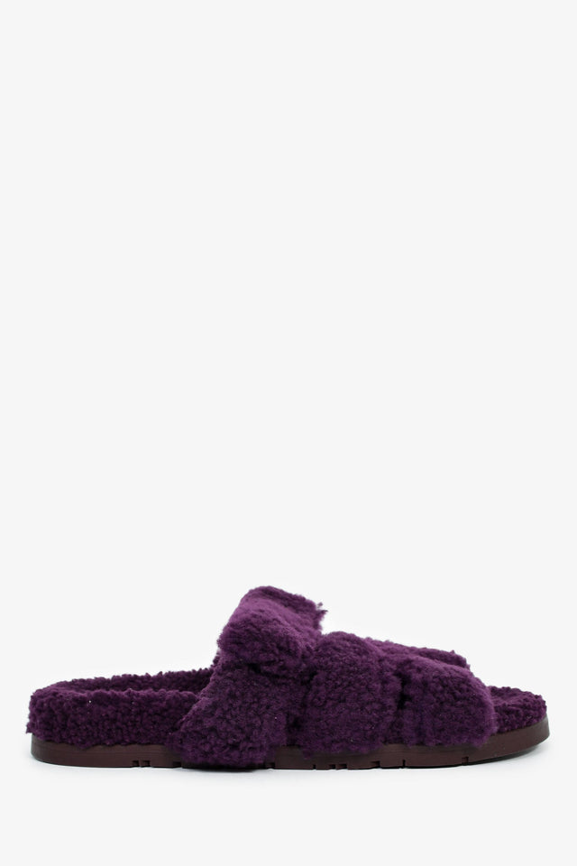 Hermes Purple Shearling 'Chypre' Sandals Size 38