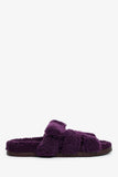 Hermes Purple Shearling 'Chypre' Sandals Size 38