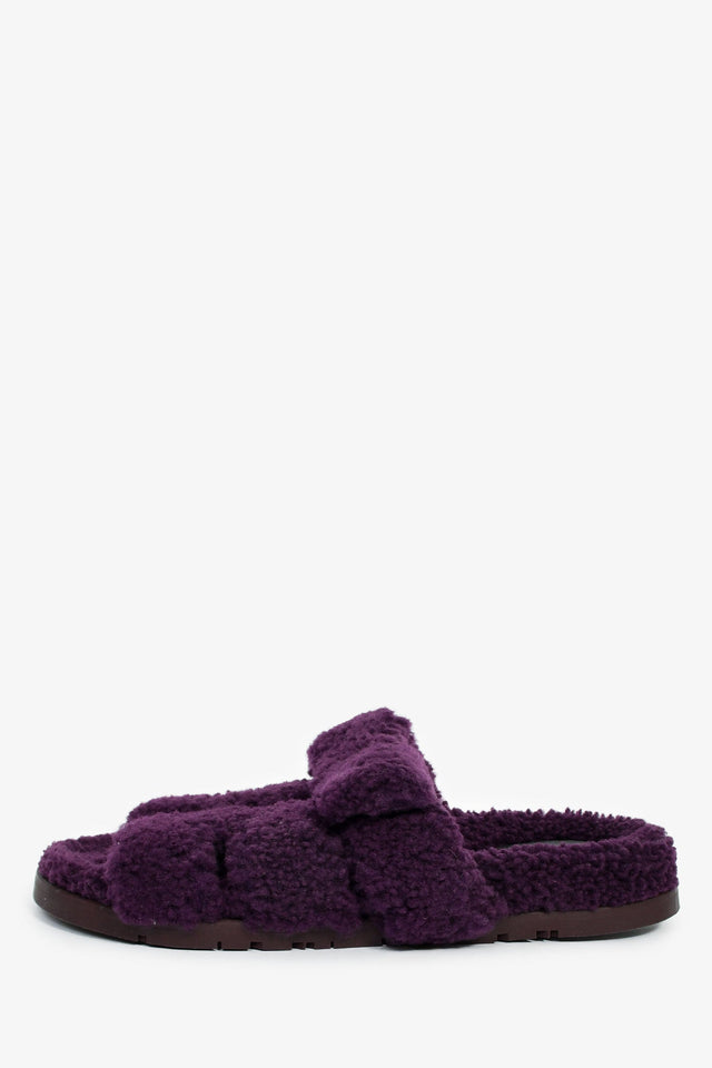 Hermes Purple Shearling 'Chypre' Sandals Size 38