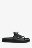 Hermes Black Leather Kelly Buckle 'Empire' Sandals Size 37