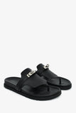 Hermes Black Leather Kelly Buckle 'Empire' Sandals Size 37