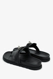 Hermes Black Leather Kelly Buckle 'Empire' Sandals Size 37