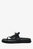 Hermes Black Leather Kelly Buckle 'Empire' Sandals Size 37
