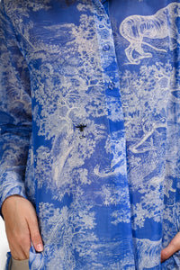 Christian Dior Blue/White Cotton 'Dioriveria' Logo Long Sleeve Tunic Size 4