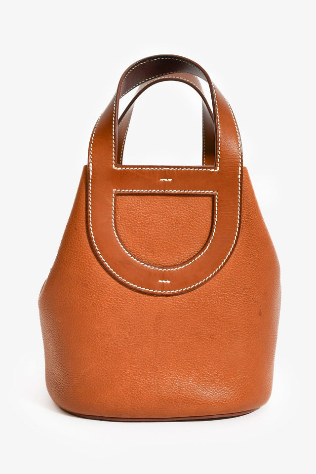 Hermes 2022 Gold Barenia Leather 'In-the-Loop' 18 Top Handle Bag