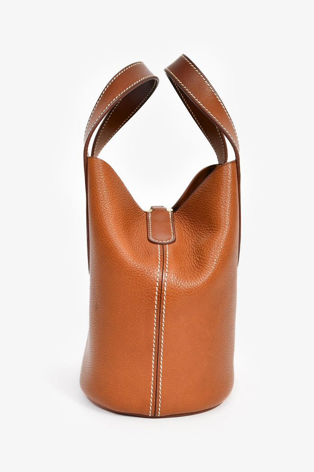 Hermes 2022 Gold Barenia Leather 'In-the-Loop' 18 Top Handle Bag