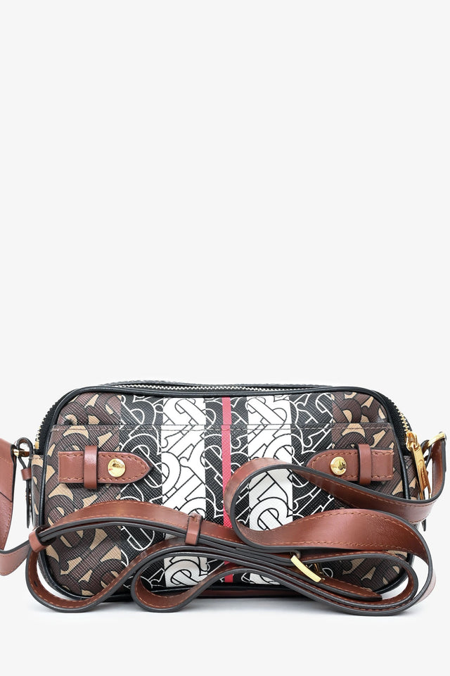 Burberry Brown Leather TB Monogram Camera Crossbody Bag