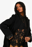 Louis Vuitton Black Wool Monogram Lined Belted Coat Size 36