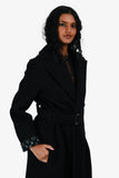 Louis Vuitton Black Wool Monogram Lined Belted Coat Size 36