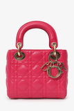 Christian Dior 2016 Pink Cannage Leather Mini Lady Dior With Strap