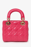 Christian Dior 2016 Pink Cannage Leather Mini Lady Dior With Strap
