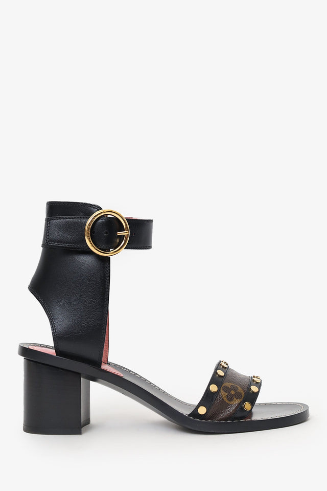 Louis Vuitton Black Leather New Wave Bom Dia Flat Sandals Size 39