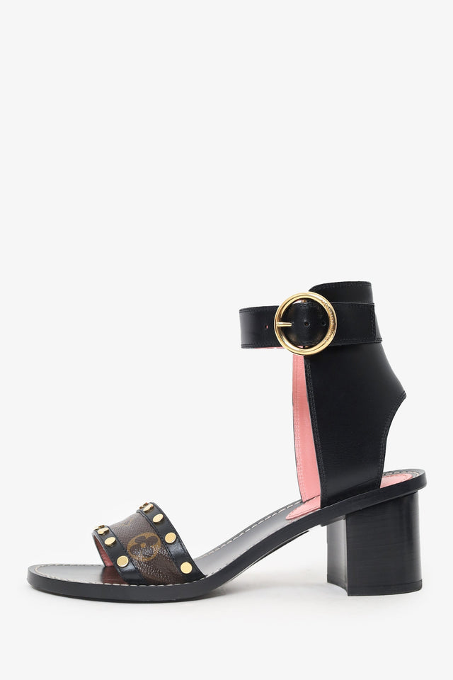 Louis Vuitton Black Leather New Wave Bom Dia Flat Sandals Size 39