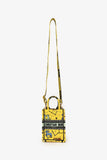 Christian Dior 2022 Yellow Canvas Embroidered Pixel Zodiac Mini Book Tote Phone Bag With Strap