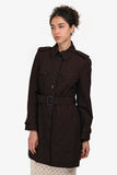 Burberry London Chocolate Brown Cotton Single Breasted Trench Coat Size 8 US