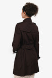 Burberry London Chocolate Brown Cotton Single Breasted Trench Coat Size 8 US