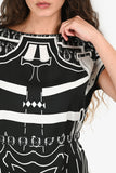 Hermes Black/White Silk Graphic Print Dress with Belt Size 36