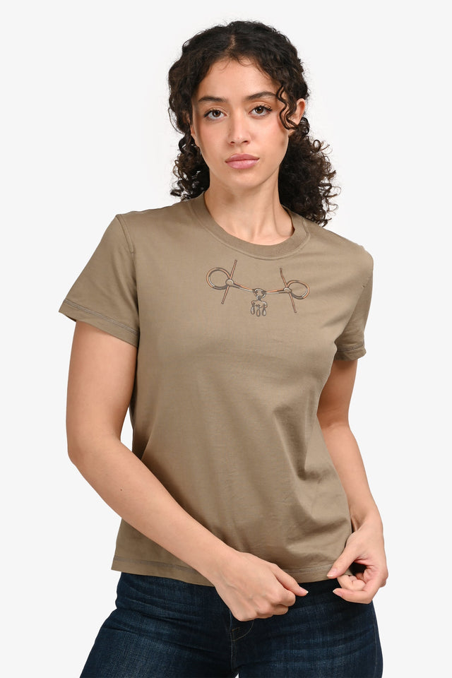 Hermes Taupe Graphic Print Short Sleeve T-shirt Size 38