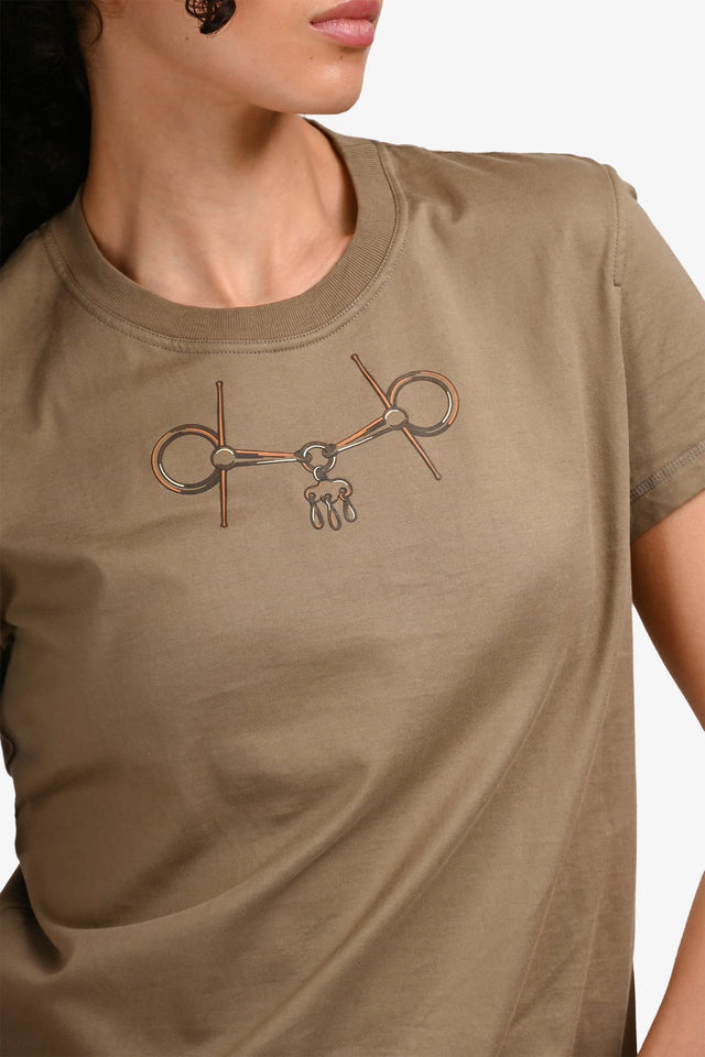 Hermes Taupe Graphic Print Short Sleeve T-shirt Size 38