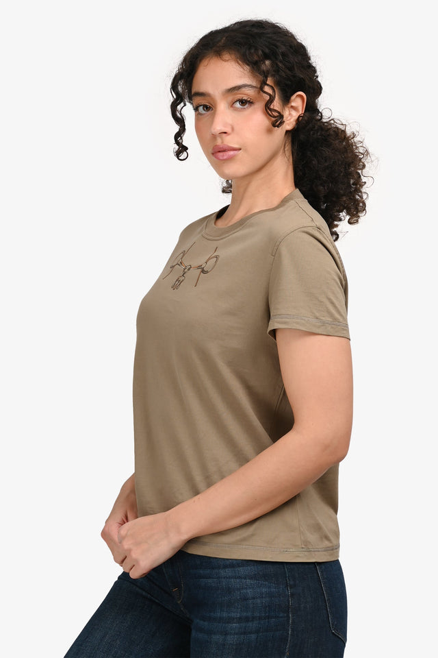 Hermes Taupe Graphic Print Short Sleeve T-shirt Size 38