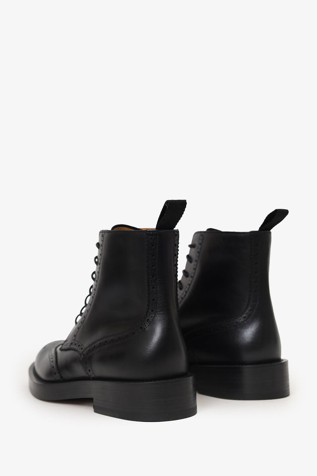 Christian Dior Black Leather 'Diorunit' Brogue Combat Boots Size 41