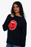 Prada 2018 Navy Wool Anchor Print Logo Sweater Size 46
