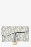 Christian Dior 2021 Grey Oblique Medium 'Saddle Pouch' with Chain