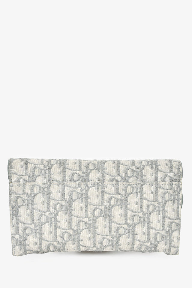 Christian Dior 2021 Grey Oblique Medium 'Saddle Pouch' with Chain