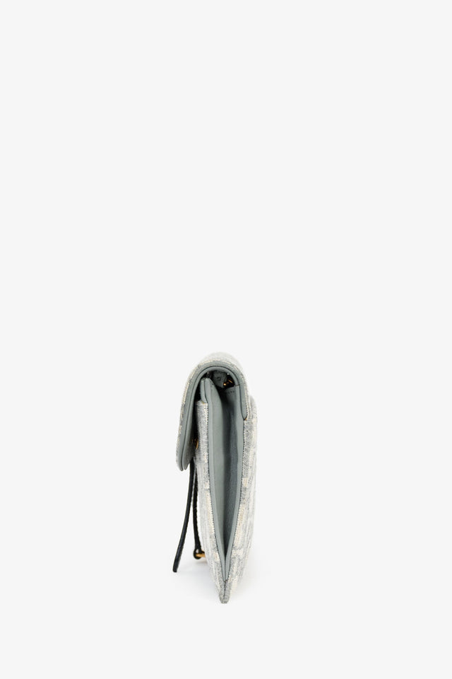 Christian Dior 2021 Grey Oblique Medium 'Saddle Pouch' with Chain