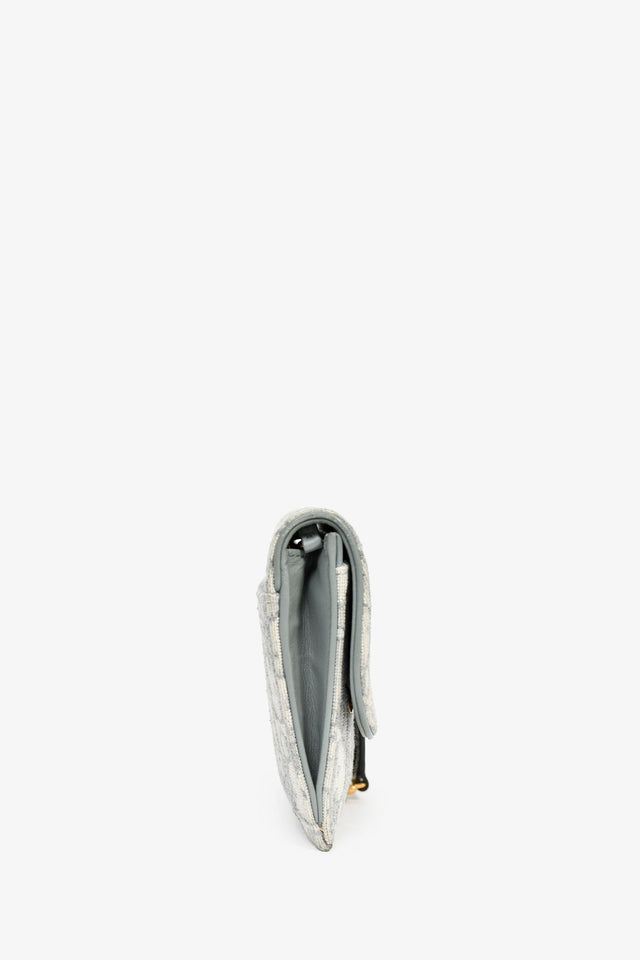 Christian Dior 2021 Grey Oblique Medium 'Saddle Pouch' with Chain