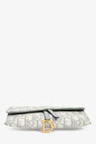 Christian Dior 2021 Grey Oblique Medium 'Saddle Pouch' with Chain
