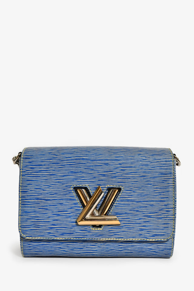 Louis Vuitton 2015 Blue Denim Epi Leather 'Twist' MM Shoulder Bag