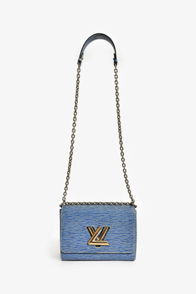 Louis Vuitton 2015 Blue Denim Epi Leather 'Twist' MM Shoulder Bag