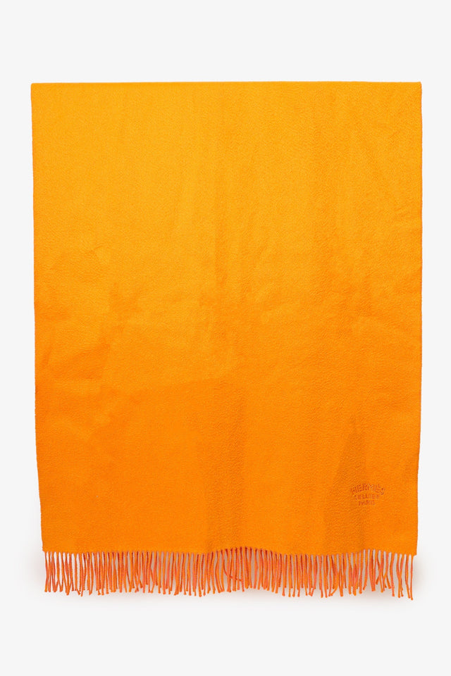 Hermes Orange/Pink Cashmere Double Face Stole