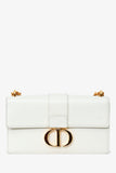 Christian Dior White Leather '30 Montaigne East-West' Crossbody Bag With Chain
