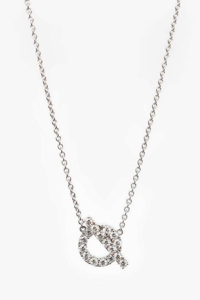 Hermes 18K White Gold Diamond Set Finesse Pendant Necklace