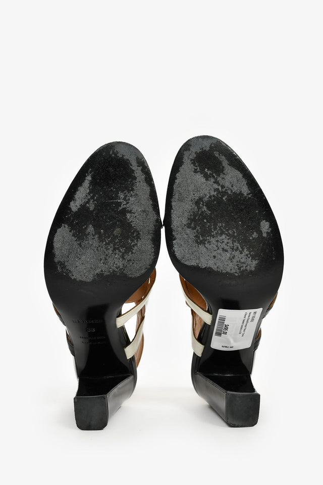 Hermes Black/Orange Patent 'Chain d'Ancre' Heeled Sandals Size 38