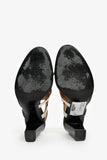 Hermes Black/Orange Patent 'Chain d'Ancre' Heeled Sandals Size 38