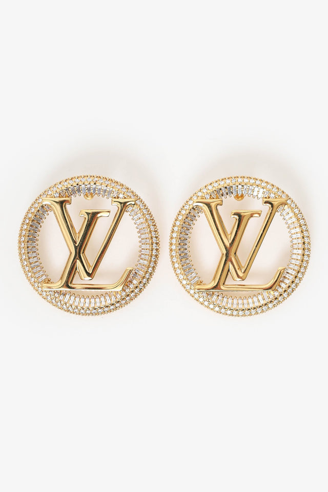 Louis Vuitton Gold Tone Crystal Embellished Sparkling Louise Earrings