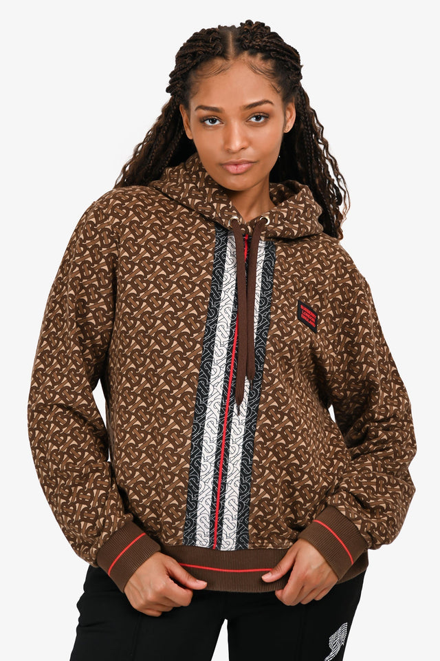 Burberry Brown TB Monogram Hoodie Size L