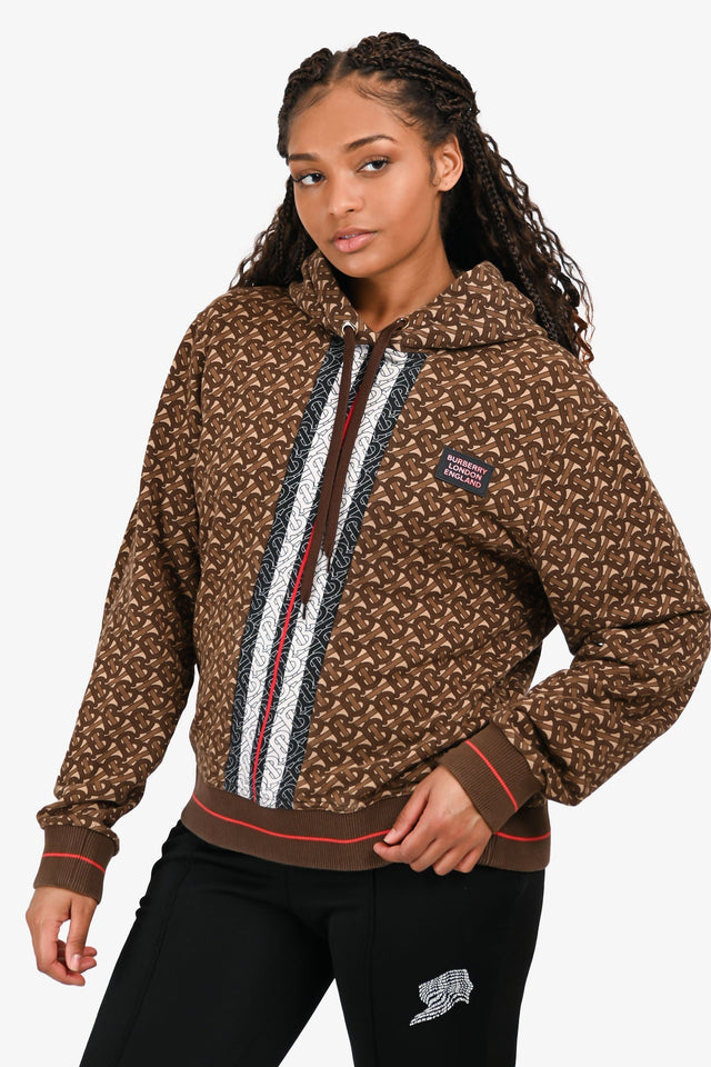 Burberry Brown TB Monogram Hoodie Size L