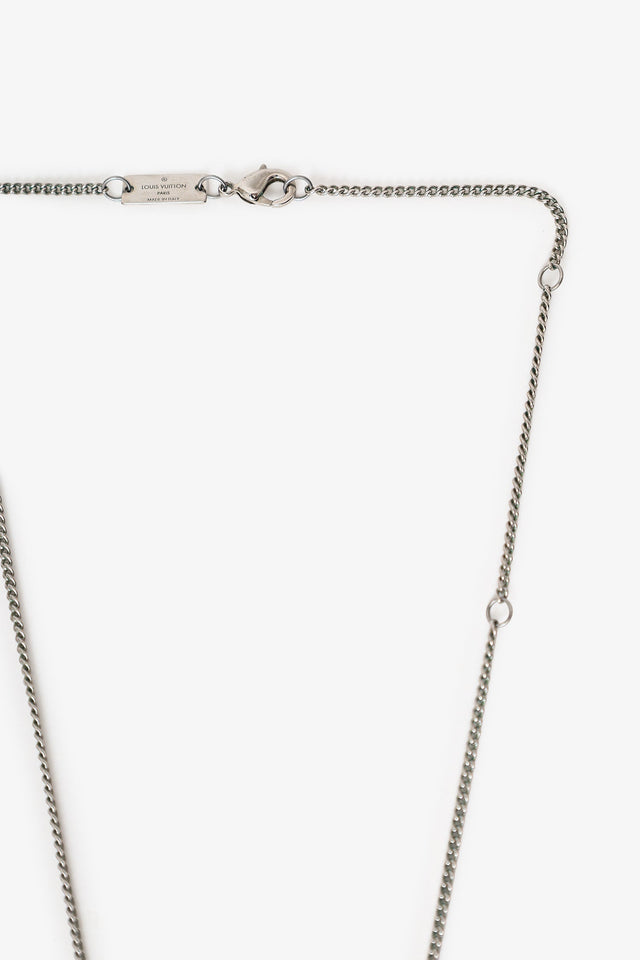 Louis Vuitton Silver Tone LV Horn Necklace