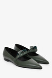 Hermes Green Leather Kelly Mary Jane Flats Size 38