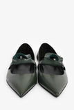 Hermes Green Leather Kelly Mary Jane Flats Size 38