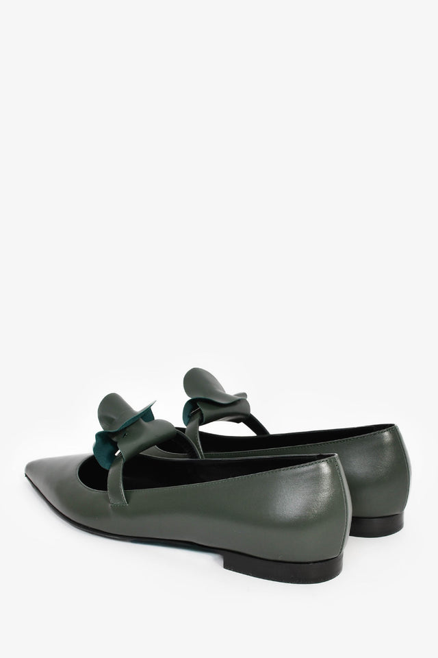 Hermes Green Leather Kelly Mary Jane Flats Size 38