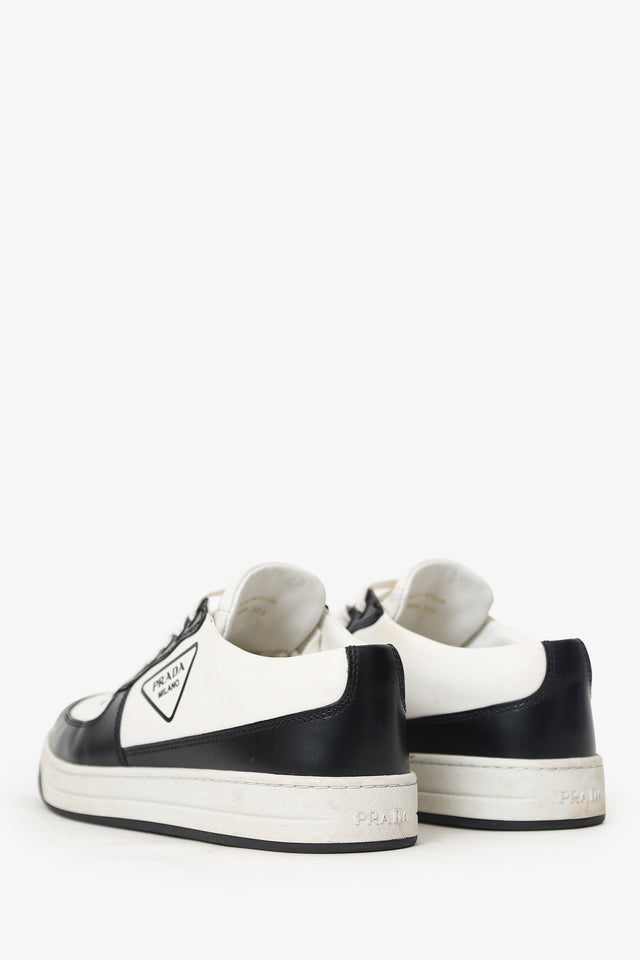 Prada Black/White Leather Logo Sneakers Size 37.5
