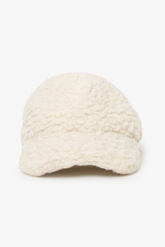 Prada White Wool Teddy Baseball Cap Size L