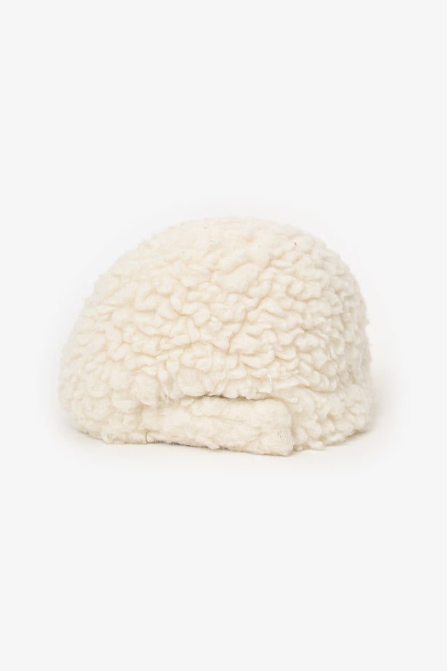 Prada White Wool Teddy Baseball Cap Size L